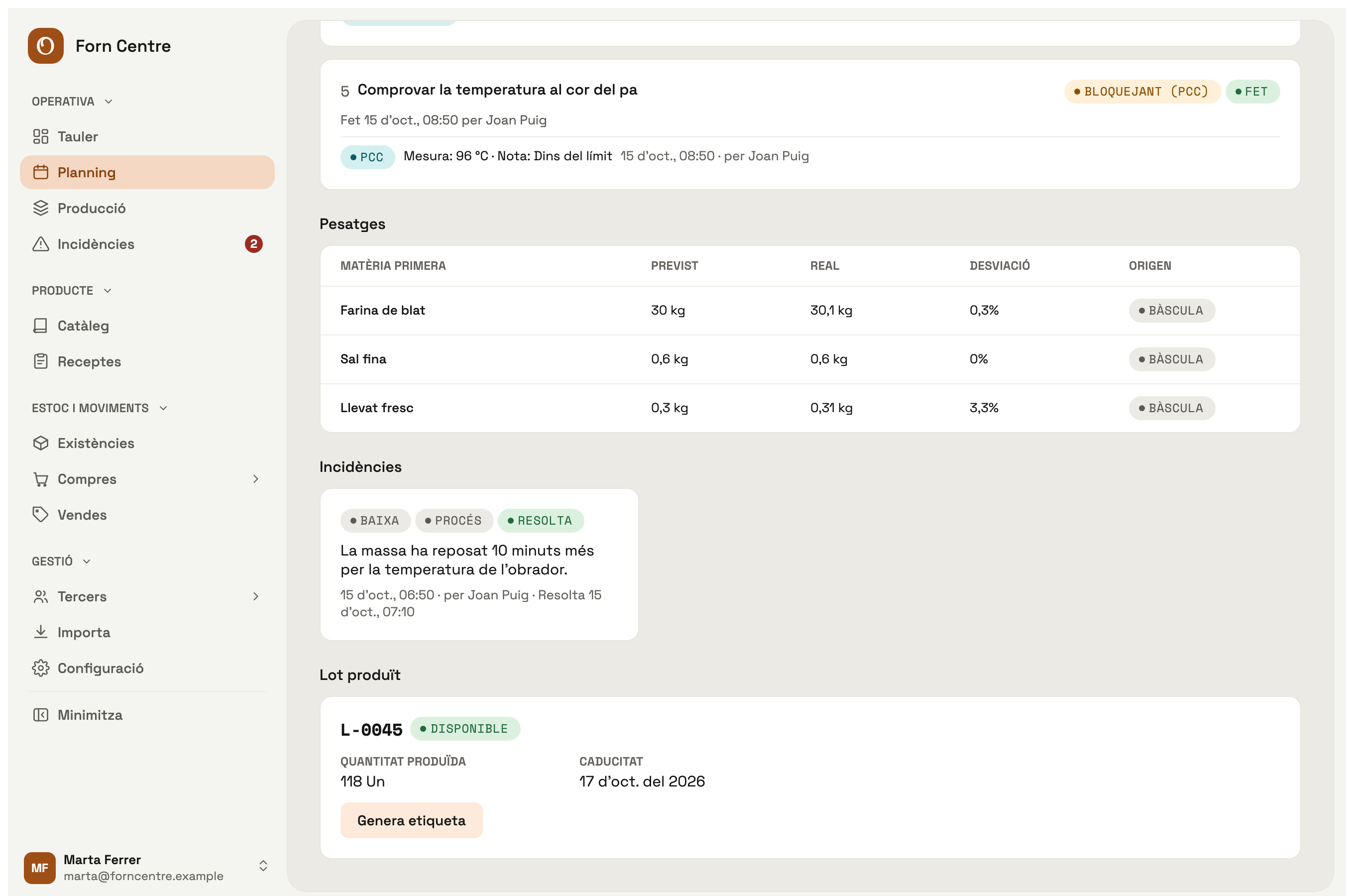 BackOffice: trazabilidad de un lote
